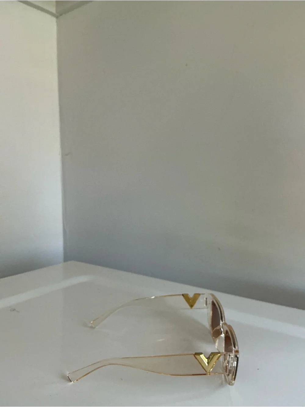 Clear Frame Sunglasses with Brown Gradient Lenses for Women